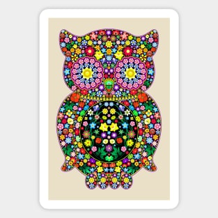 Owl Zentang Floral Boho Style Magnet